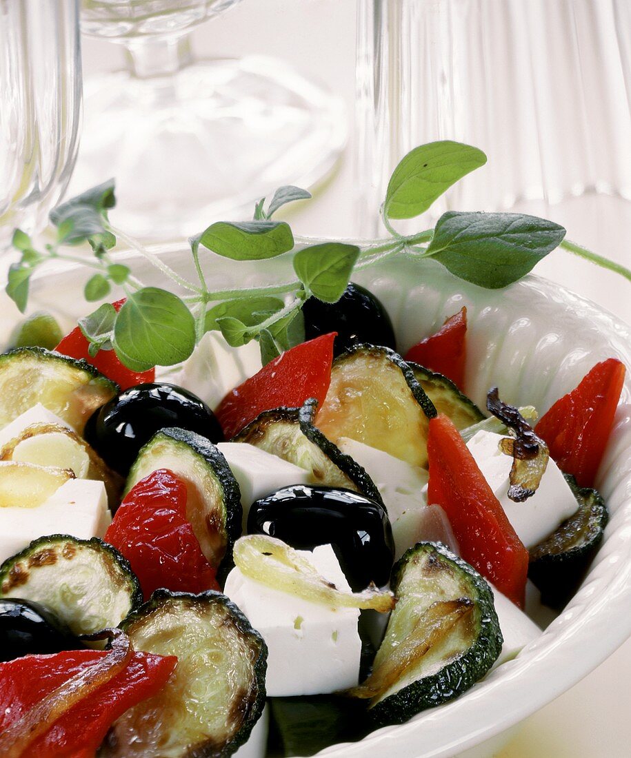 Roasted vegetables with sheep's cheese