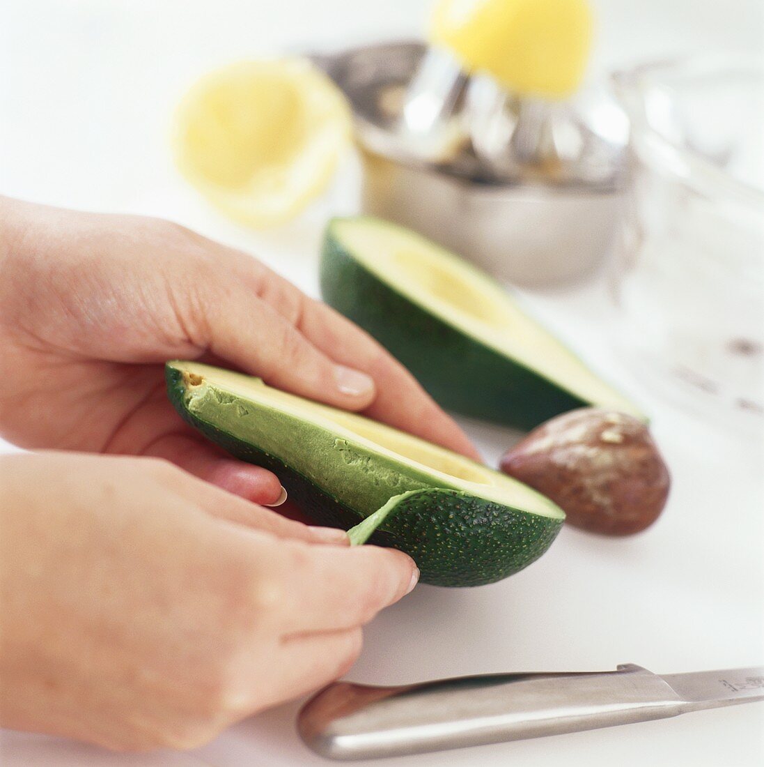 Peeling an avocado