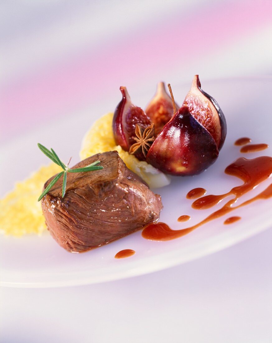 Saddle of venison medallion with fig sauce