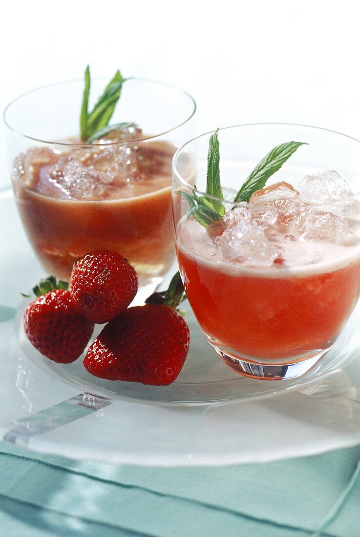 Ice-cold strawberry drinks