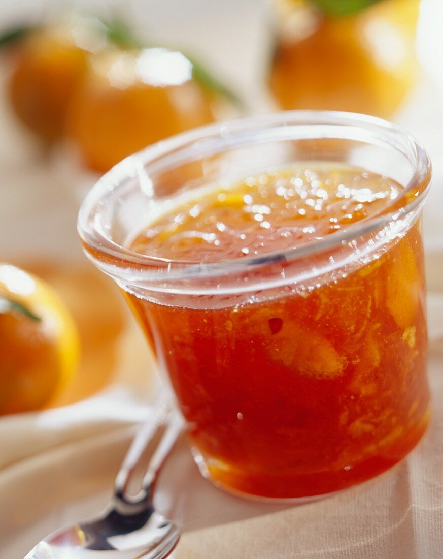 Mandarin jam in jar
