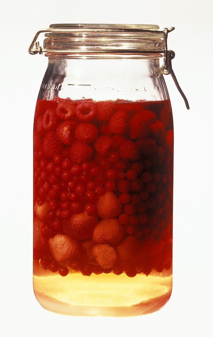Bottled berries in jar