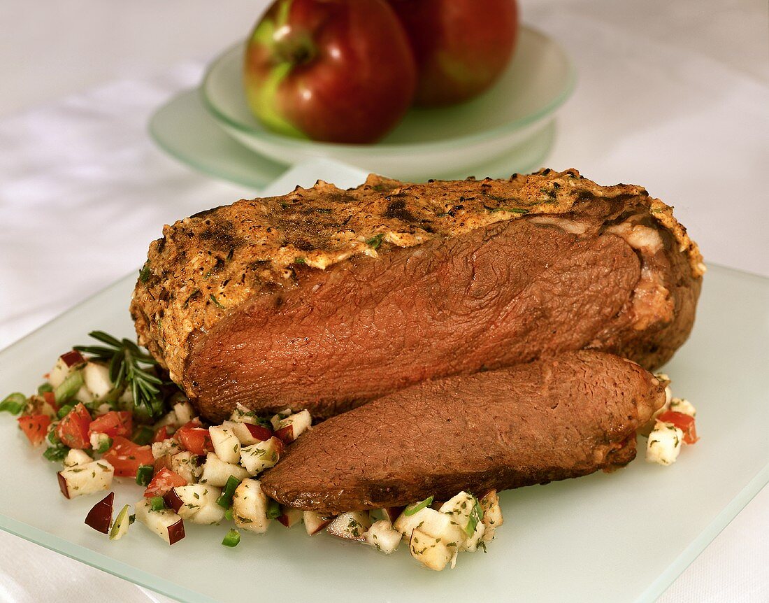 Roast beef with apple salad