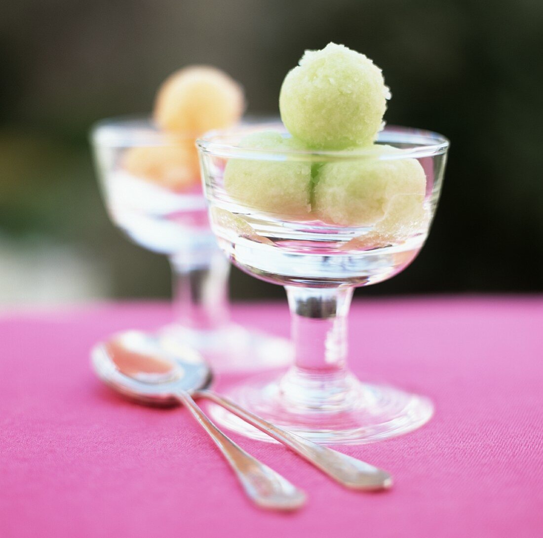 Lime sorbet in a glass