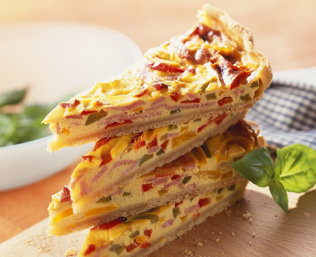 A few pieces of pepper and vegetable quiche