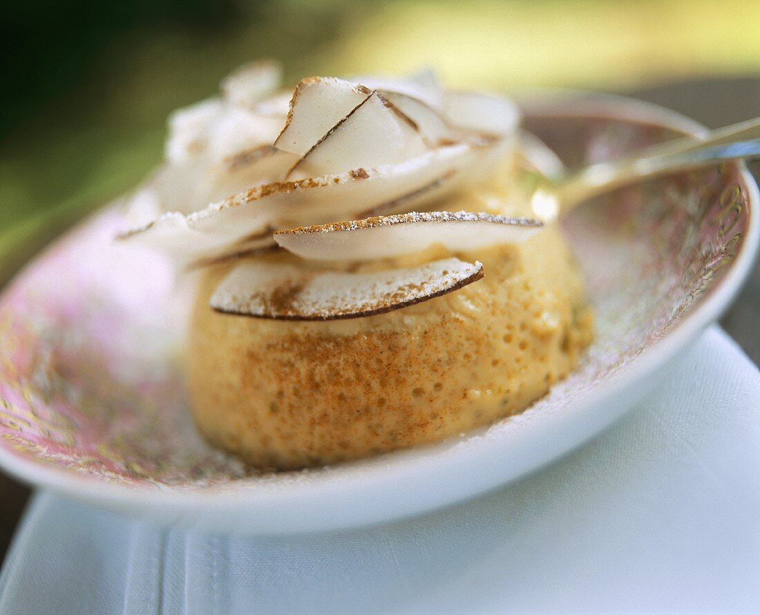 Coconut flan with pistachios (from Sri Lanka)