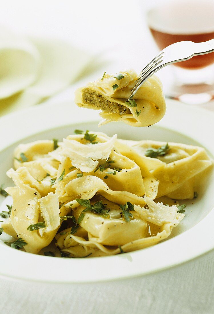 Tortellini alle erbette (tortellini with herbs & Parmesan)