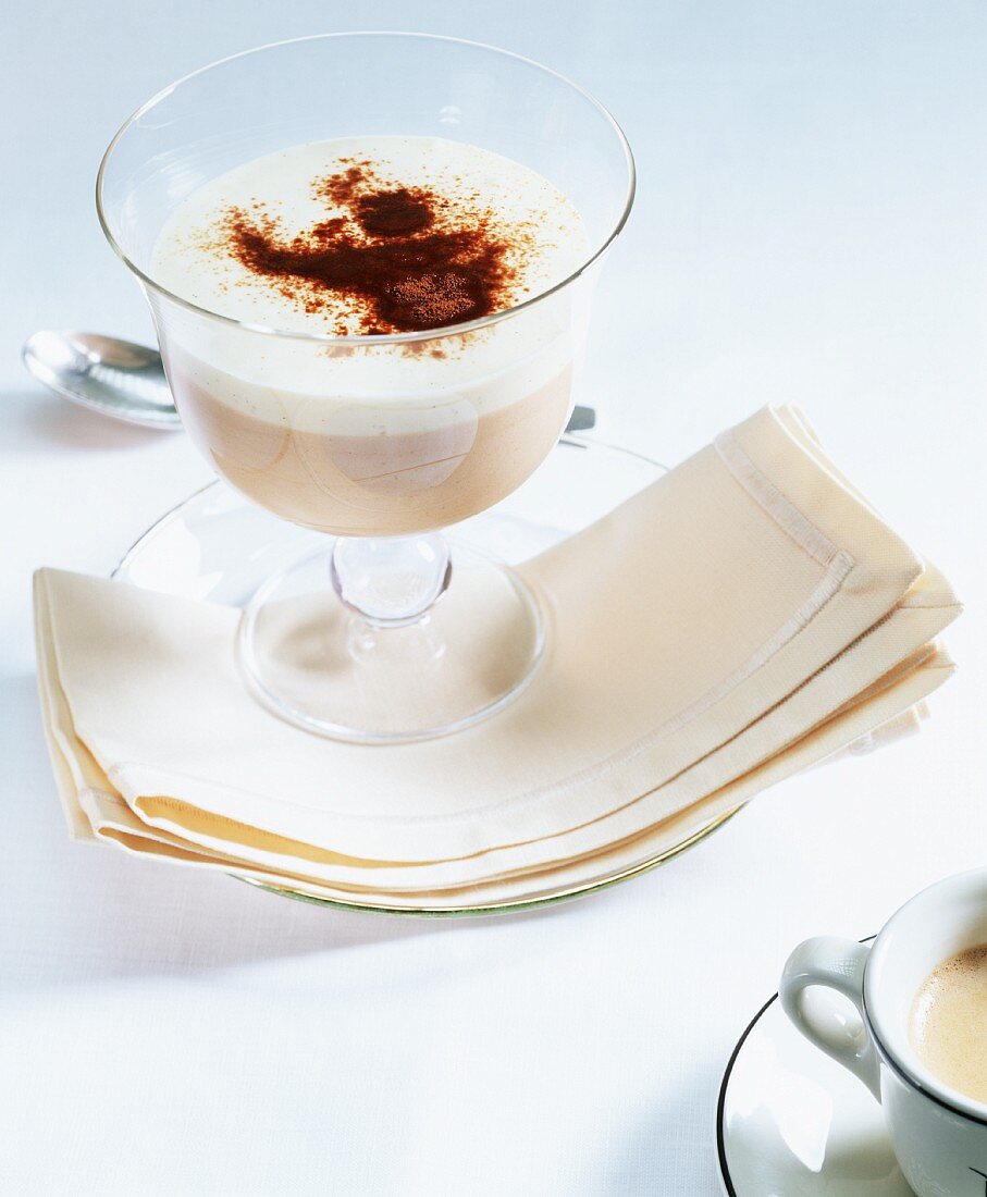 Cappuccino mousse in dessert glass