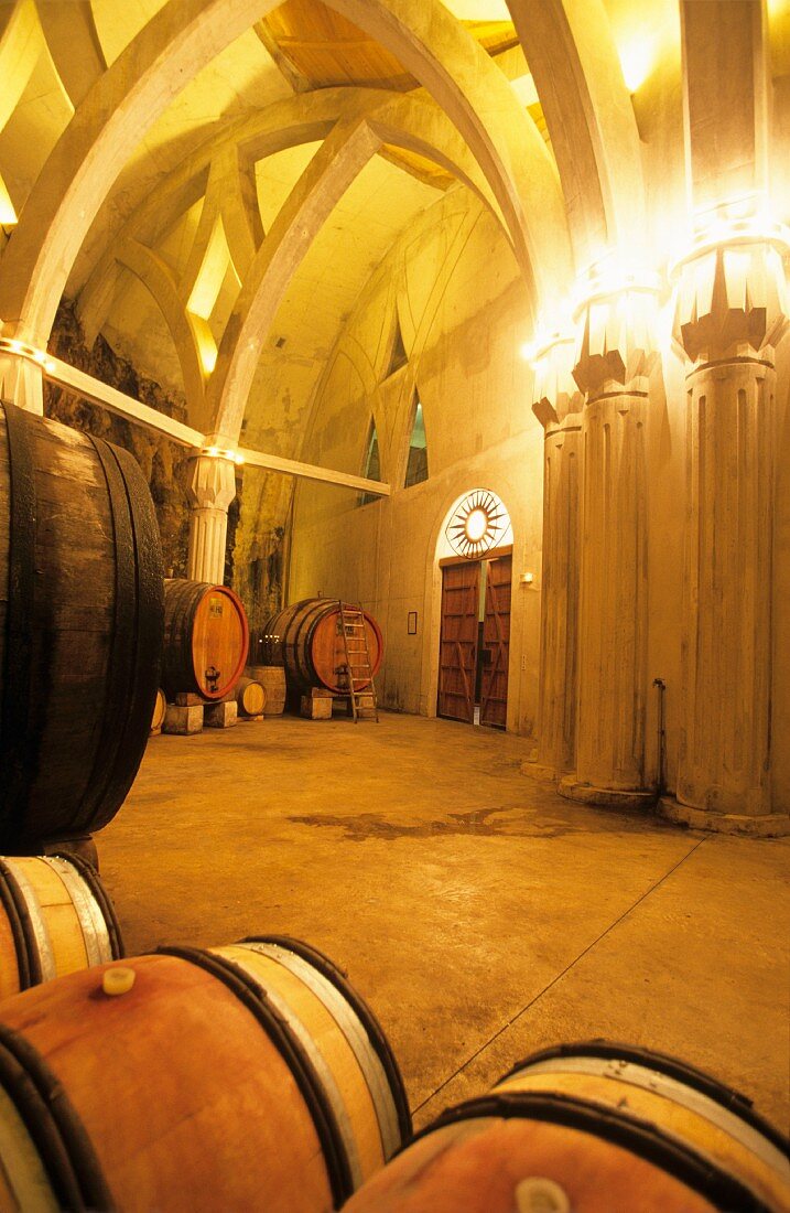 View into wine cellar, Chateau Romanin, St. Remy de Provence
