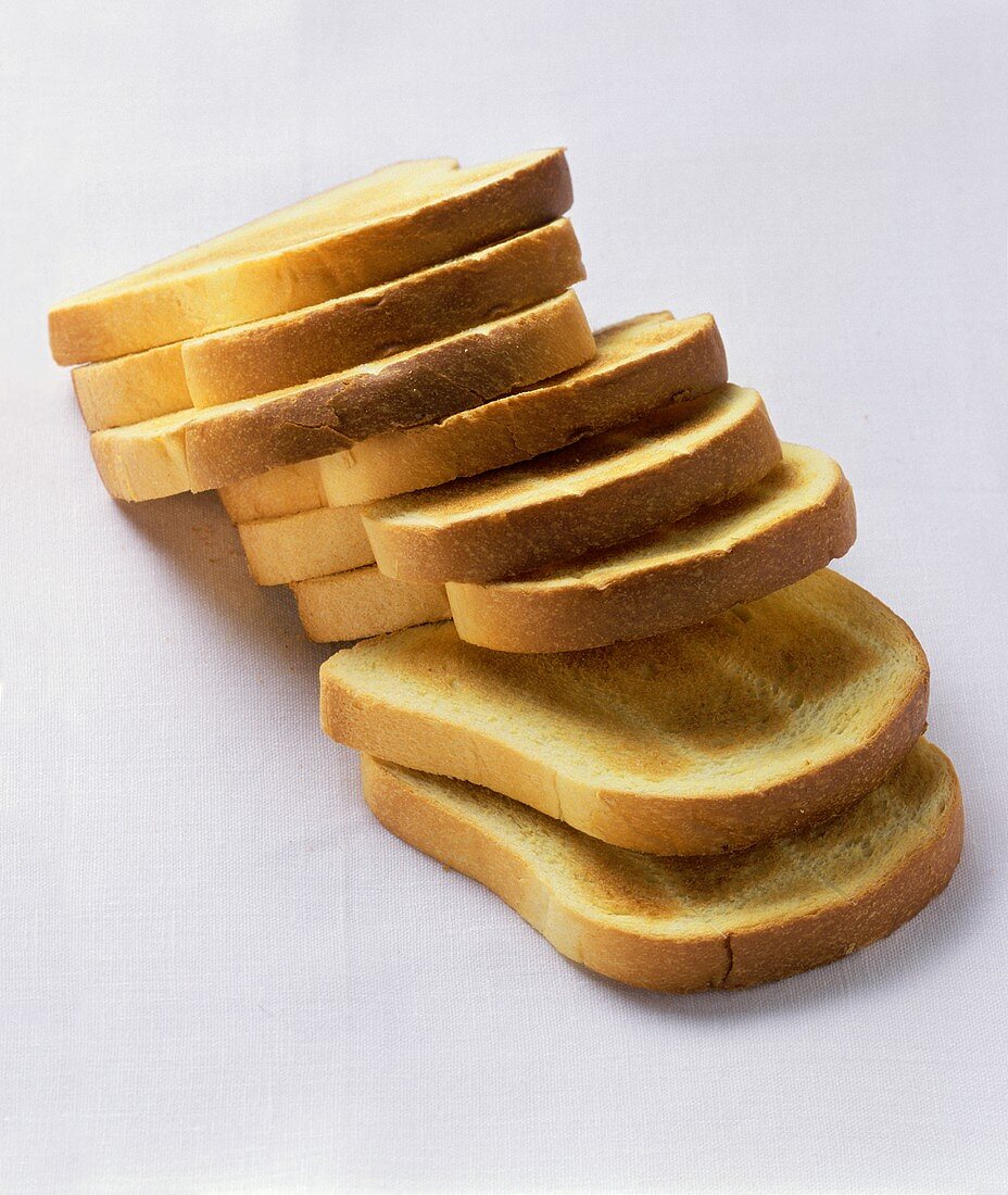 Toasted slices of brioche
