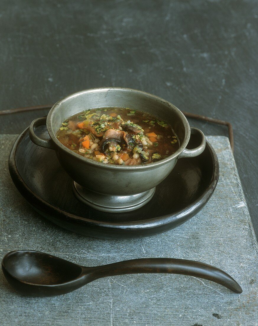 Mushroom soup with barley