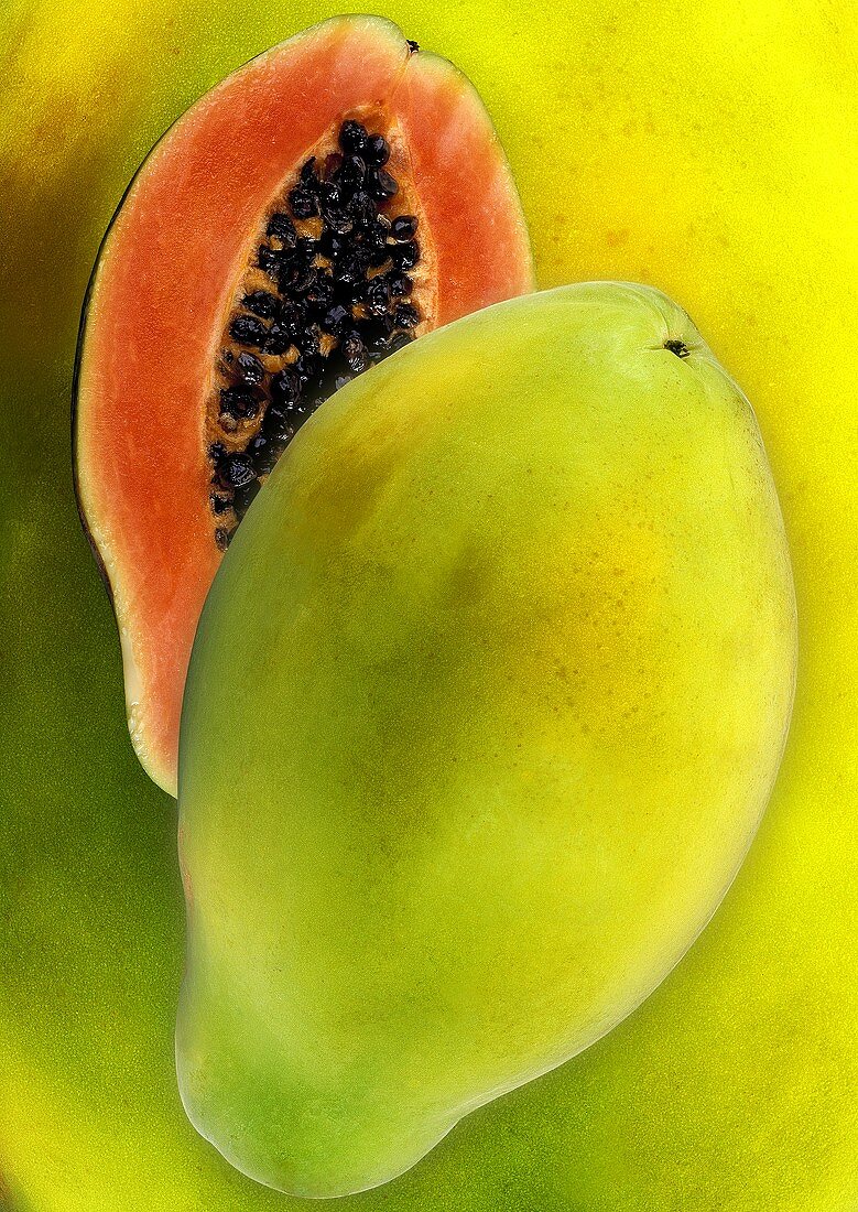 Papaya Cut in Half