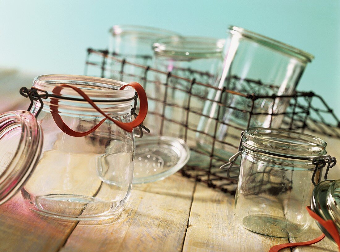 Sterile bottling jars and dishwasher basket