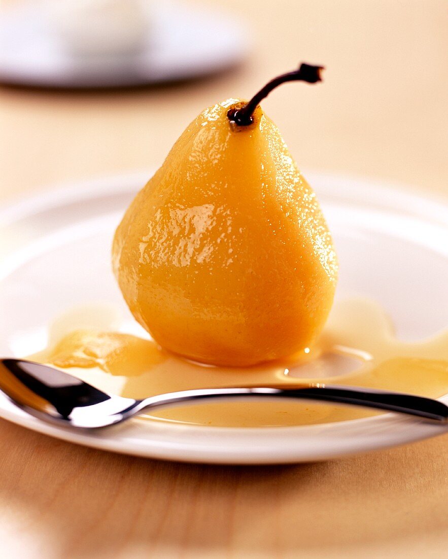Poached pear with ginger syrup