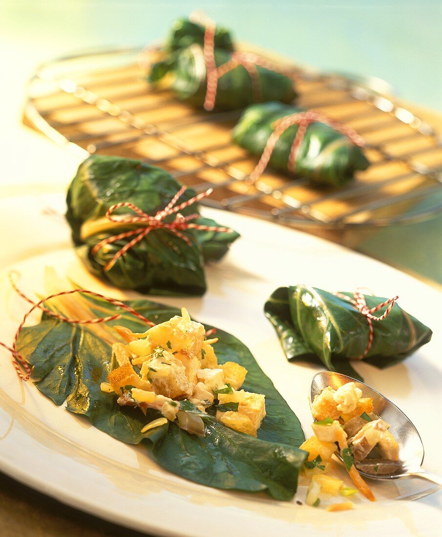 Chard parcels, ready for barbecuing