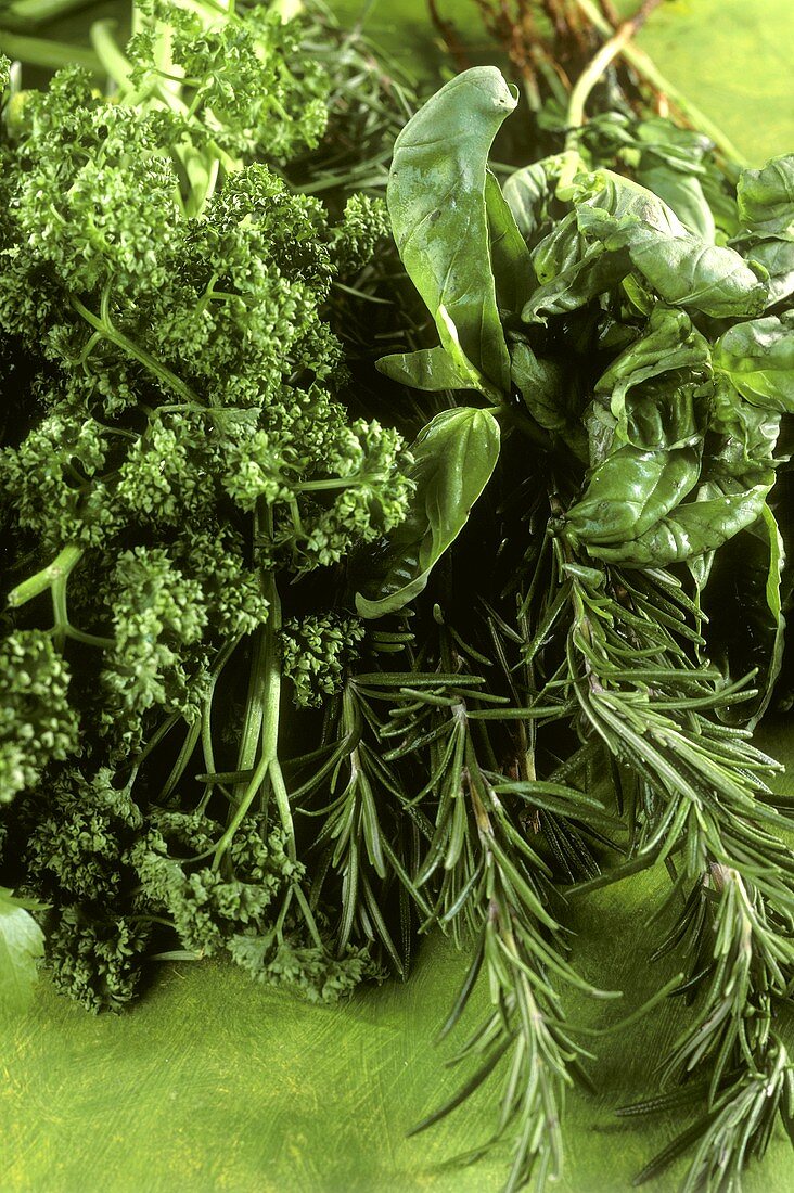 Fresh herbs: parsley, basil, rosemary