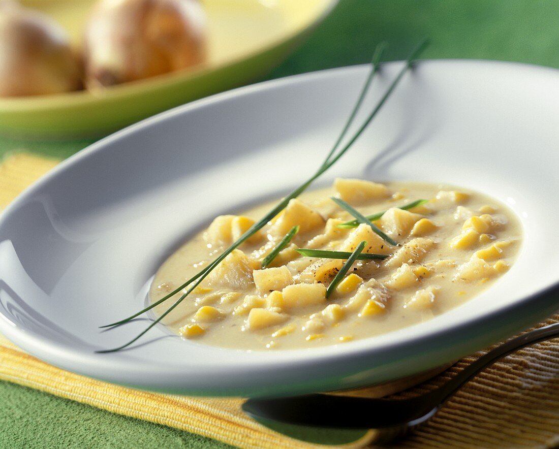 Potato and sweetcorn soup