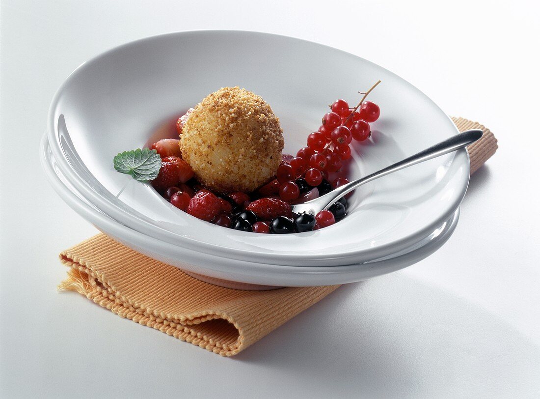 Quark dumplings with berry ragout