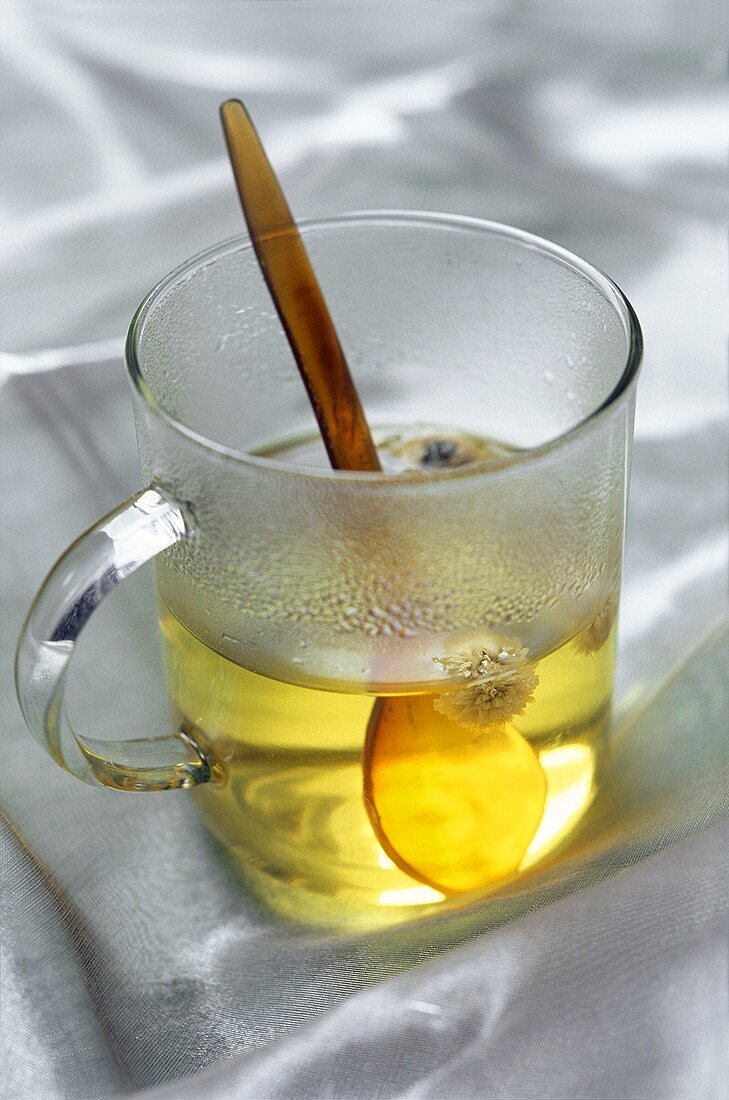 A glass of camomile tea