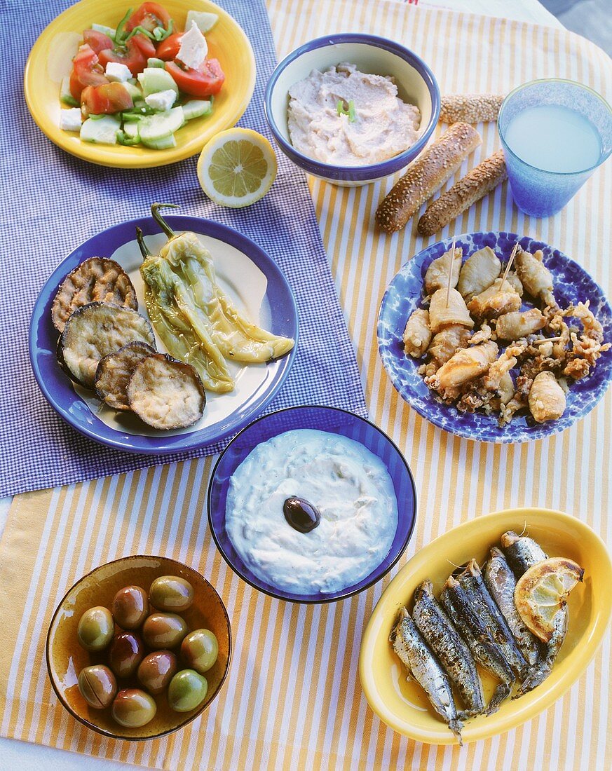 Various Greek appetisers