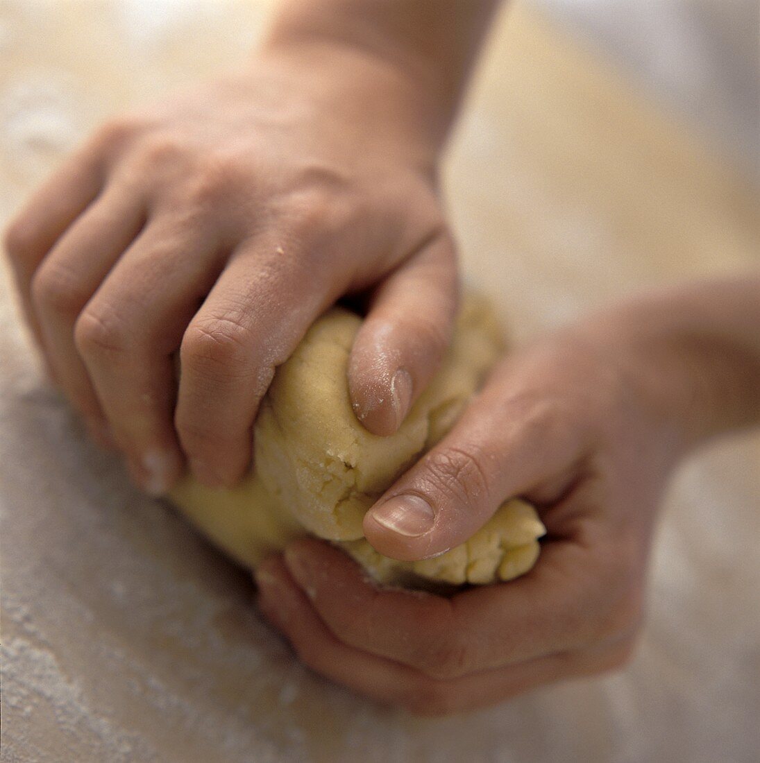 Kneading pastry with the hands