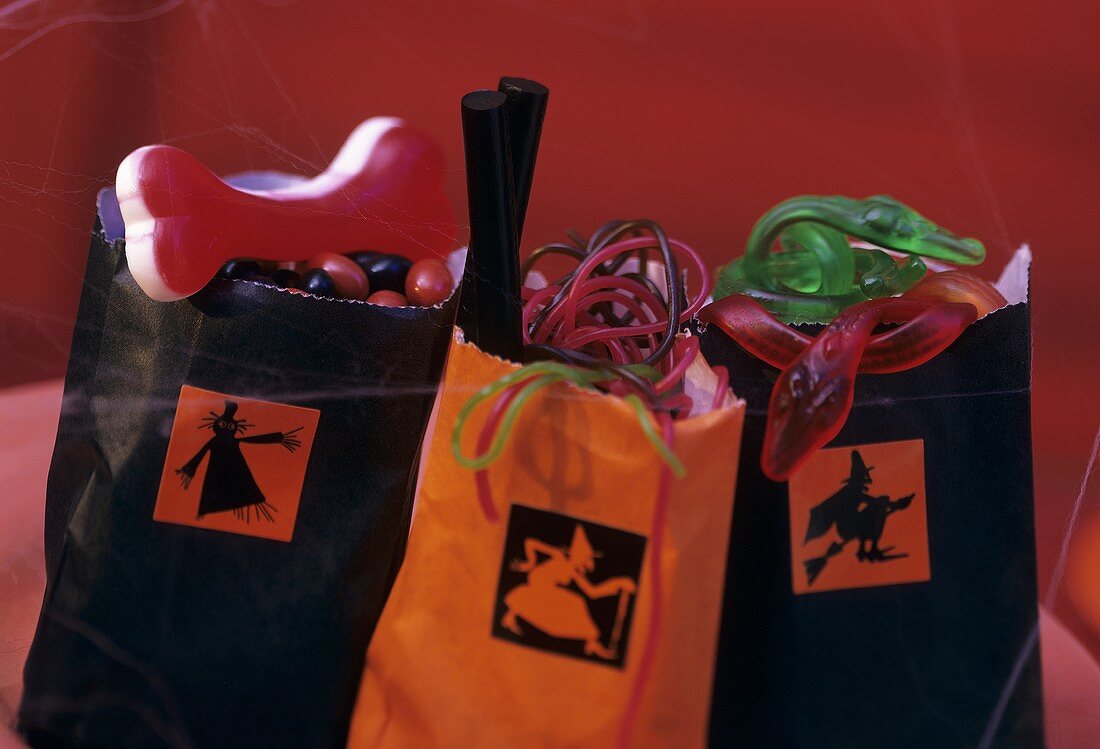 Gift bags filled with sweets for Halloween