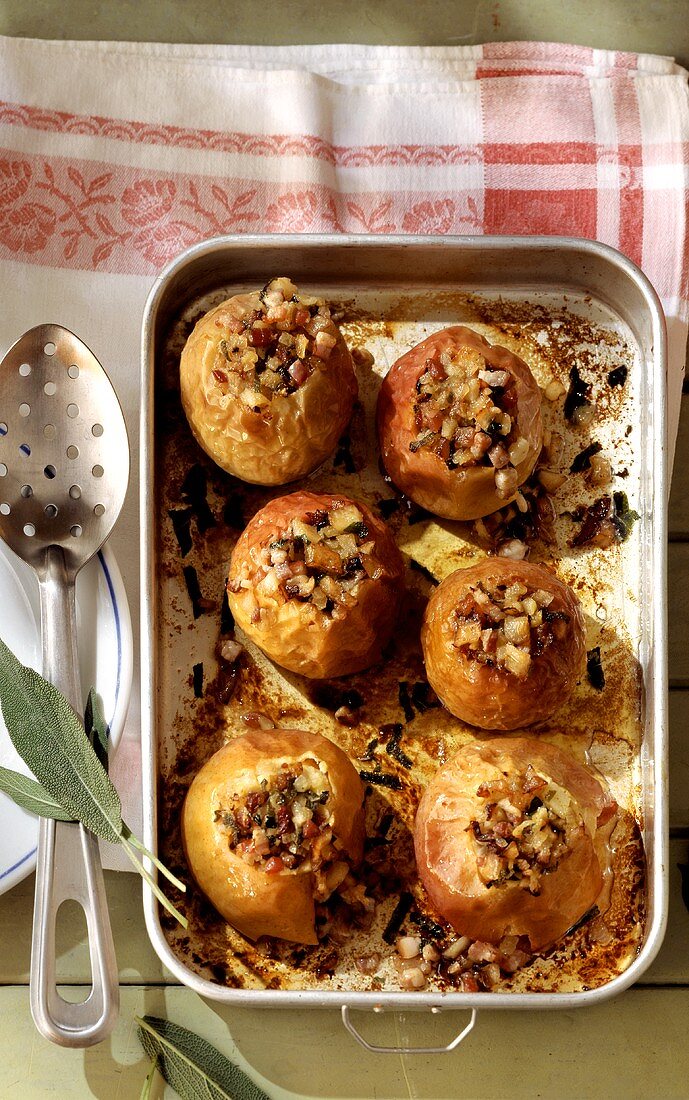 Baked apples with savoury stuffing