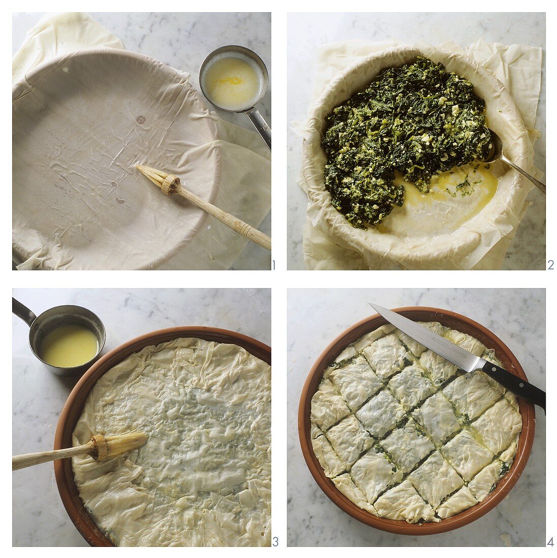 Making Greek spinach pie