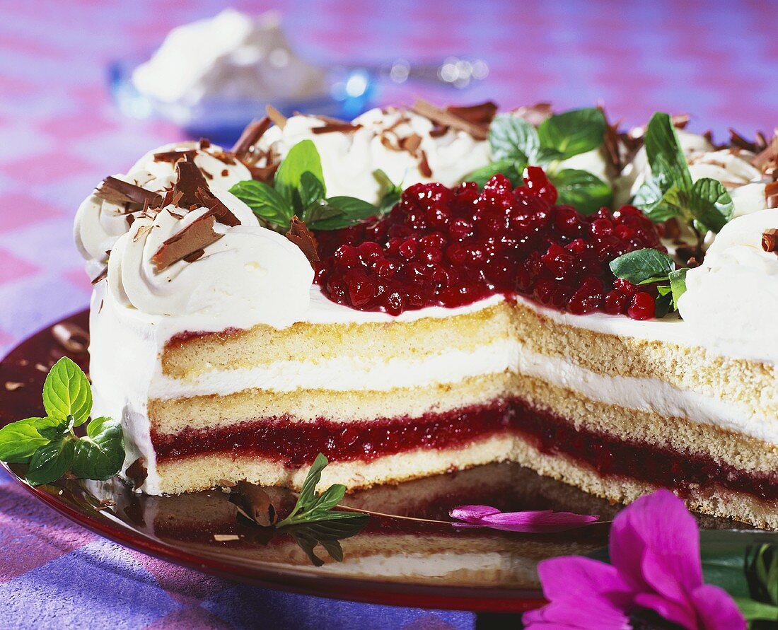 Cranberry cream gateau