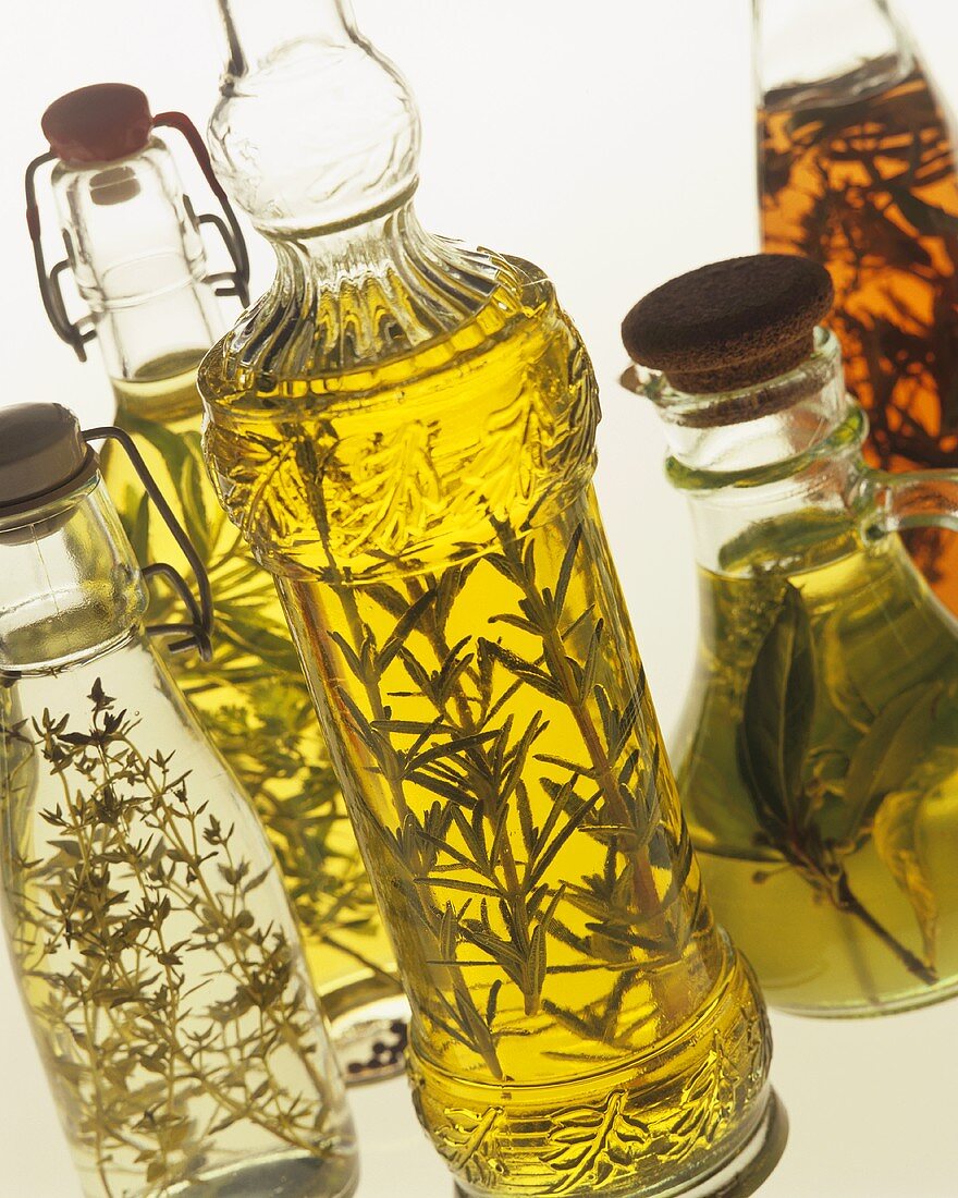 Various types of herb oil and herb vinegar