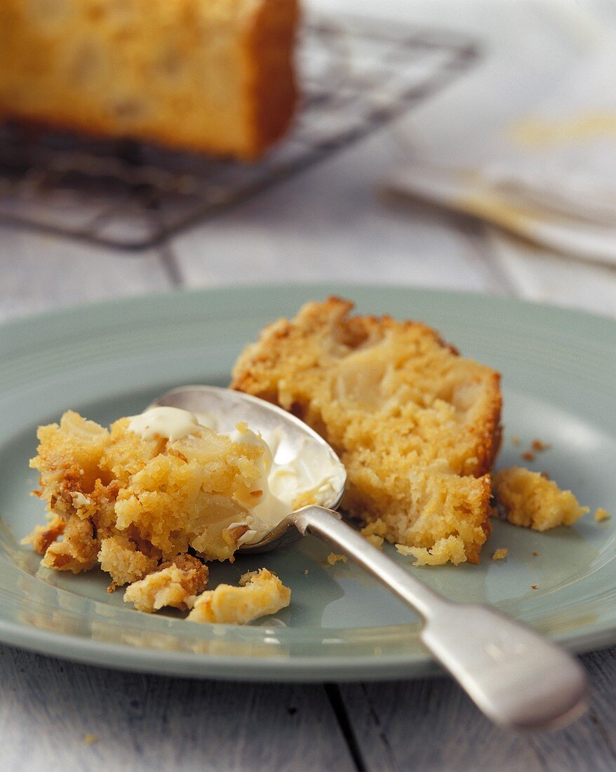 A piece of apple crumble cake