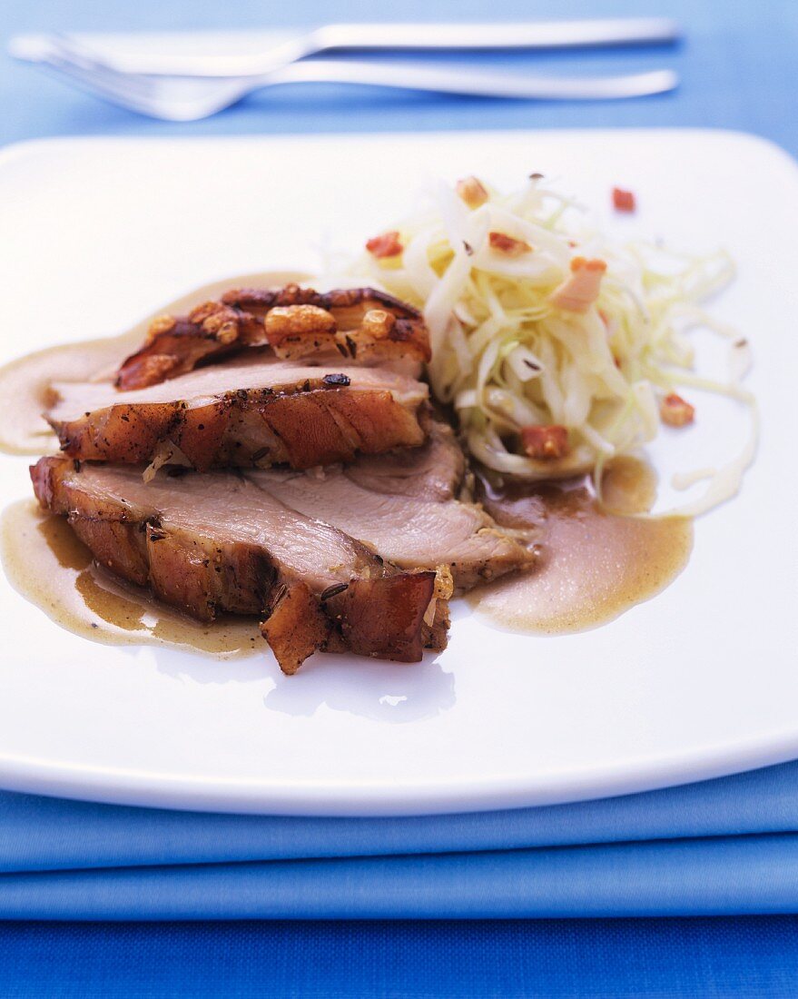 Knuckle of pork with cabbage salad