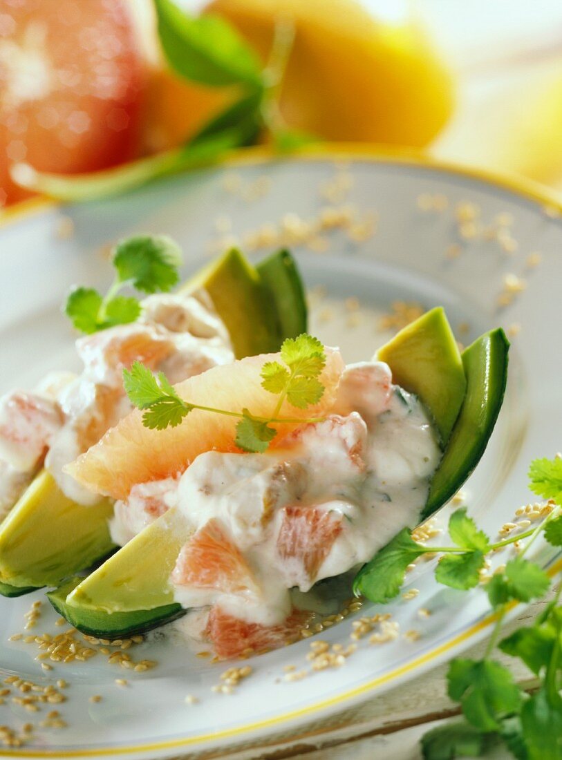 Avocado mit Grapefruitragout