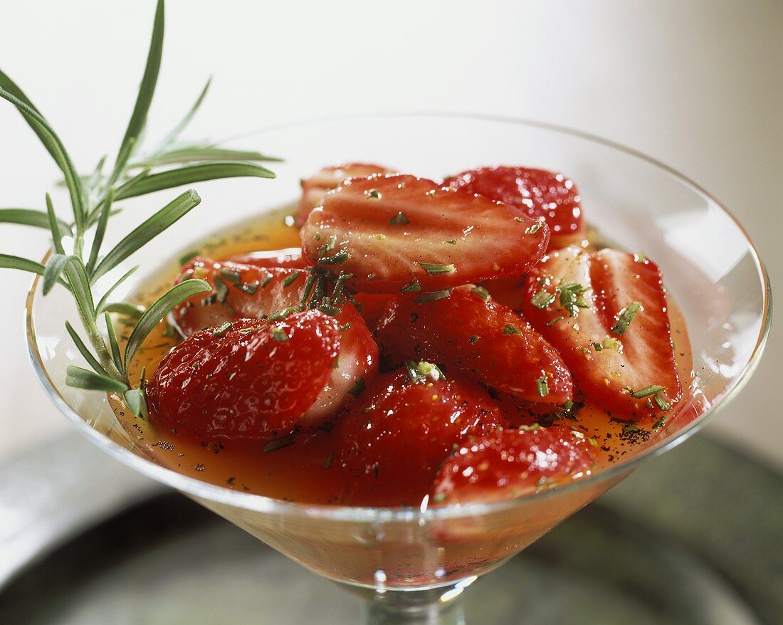 Strawberries with rosemary