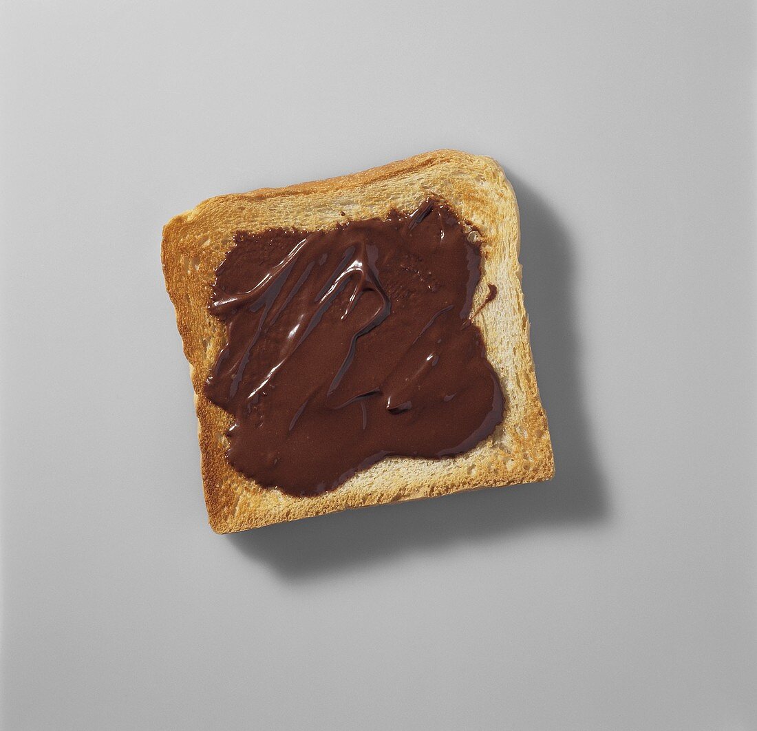 Slice of toast with nut nougat spread