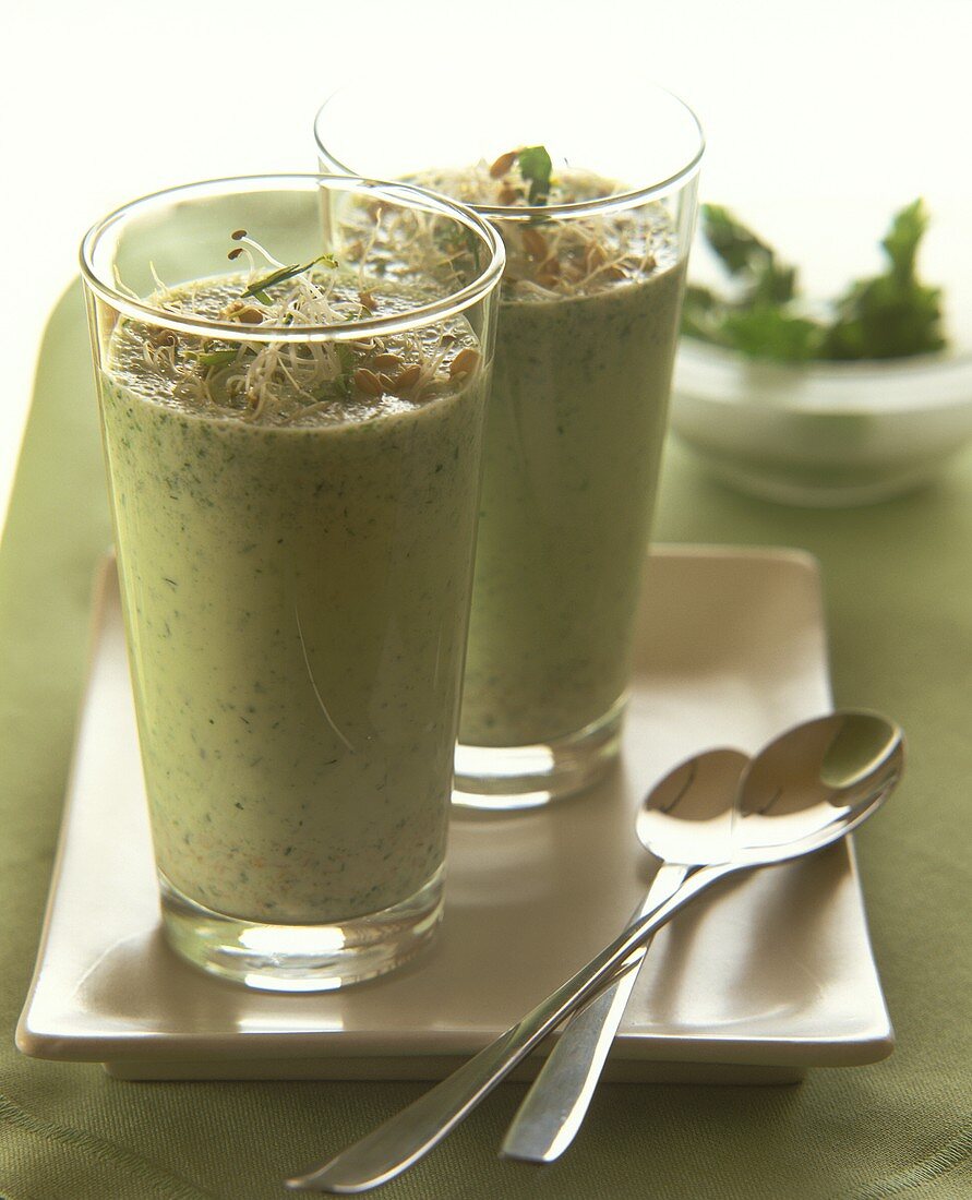 Herb kefir with sprouts