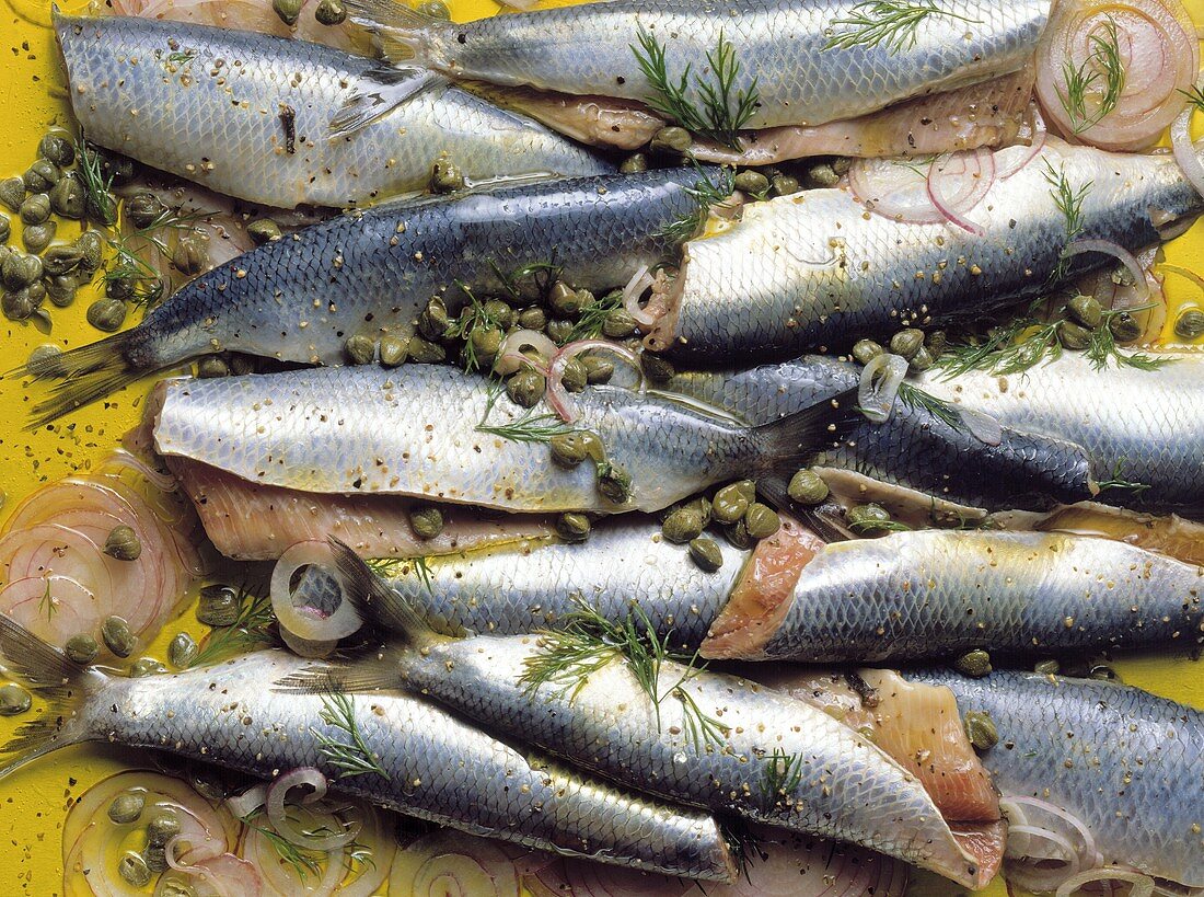 Herring fillets in marinade