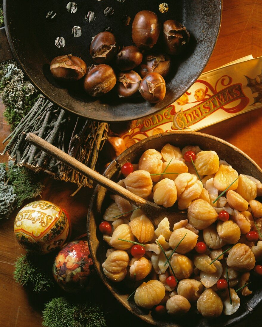 Sweet chestnuts with cranberry sauce & roasted chestnuts