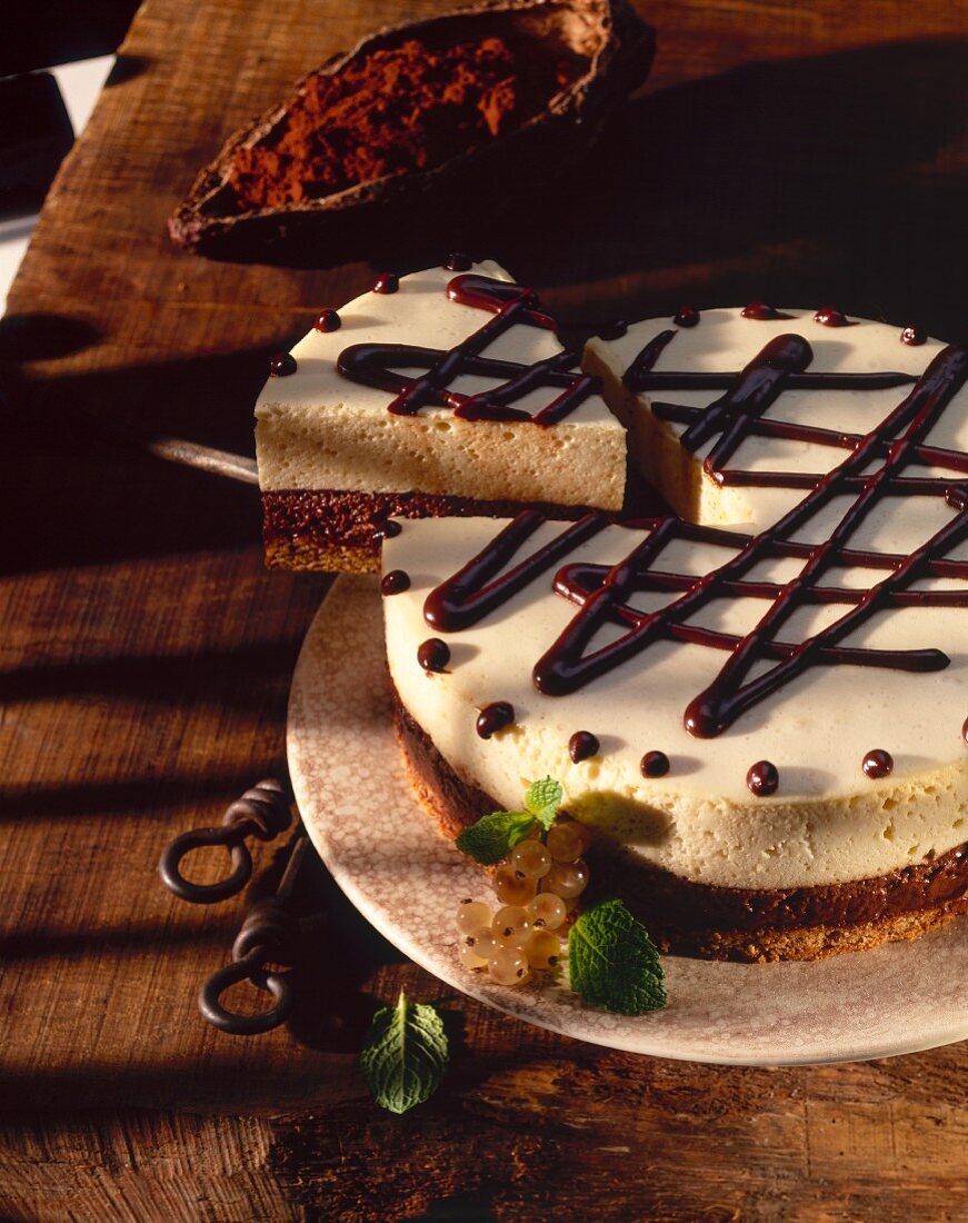 Chocolate cake with white and dark chocolate