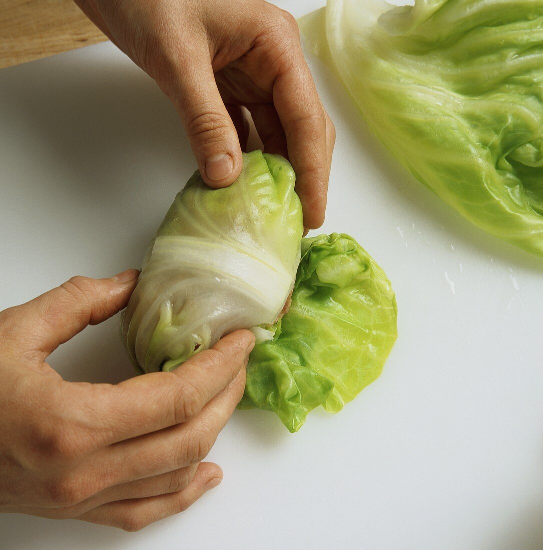 Making lettuce rolls