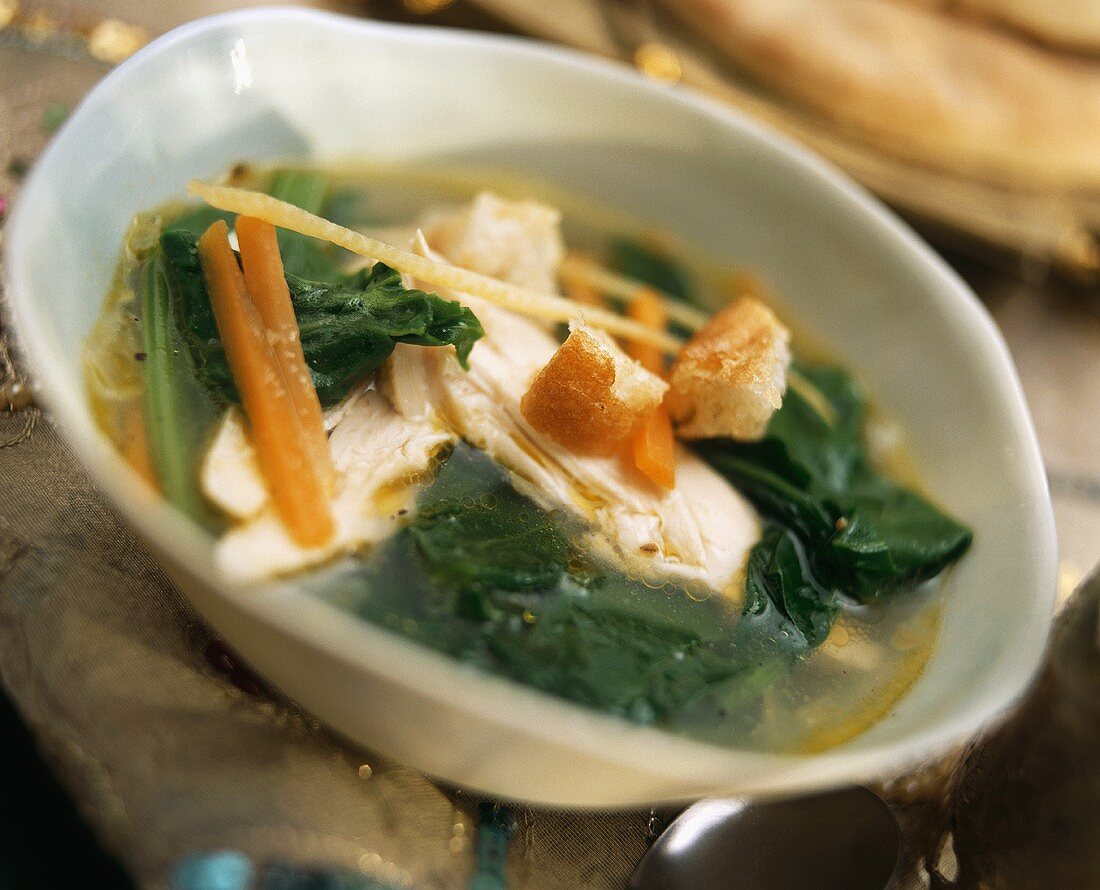 Arabic vegetable soup with chicken breast