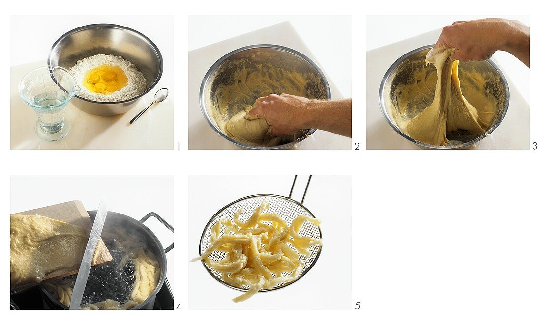 Making home-made noodles (spaetzle)