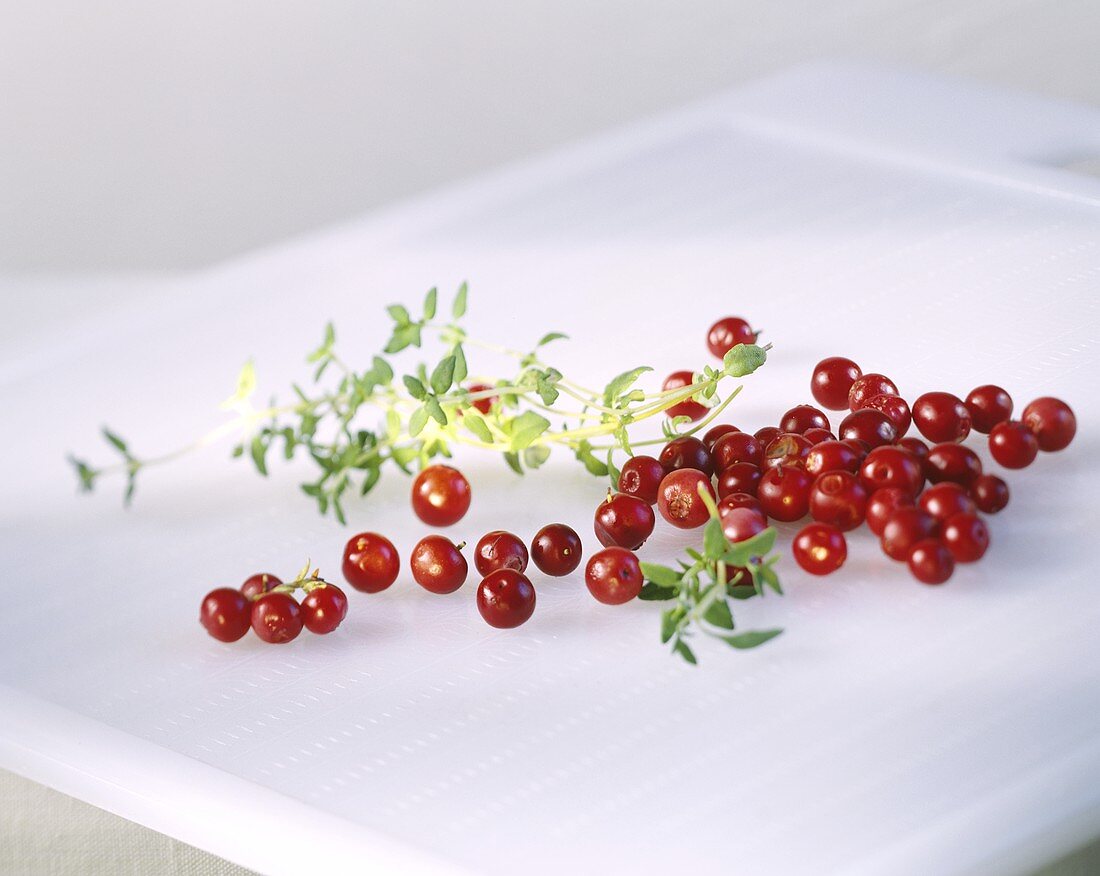 Cranberries with thyme stalk