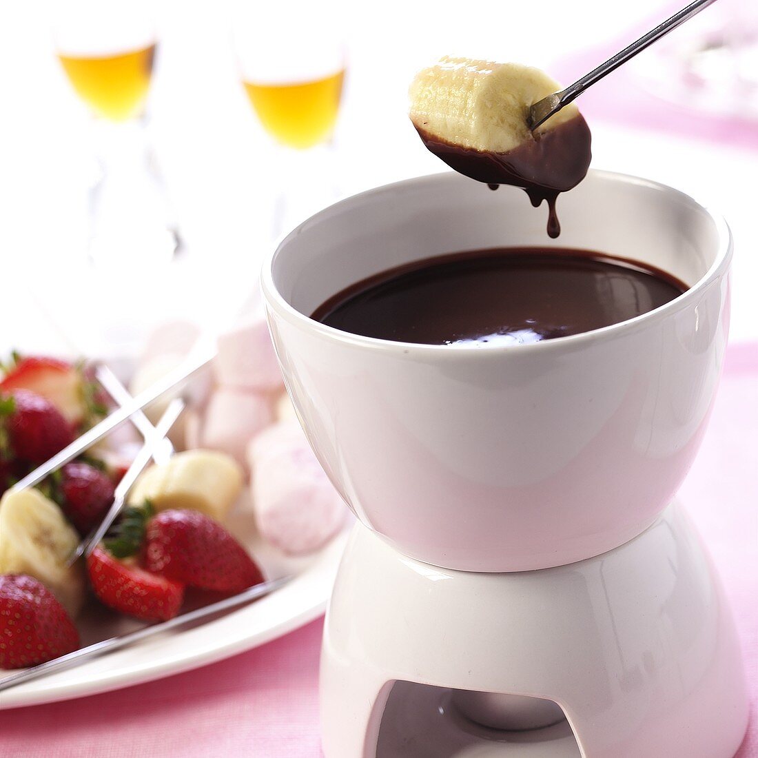 Chocolate fondue with banana