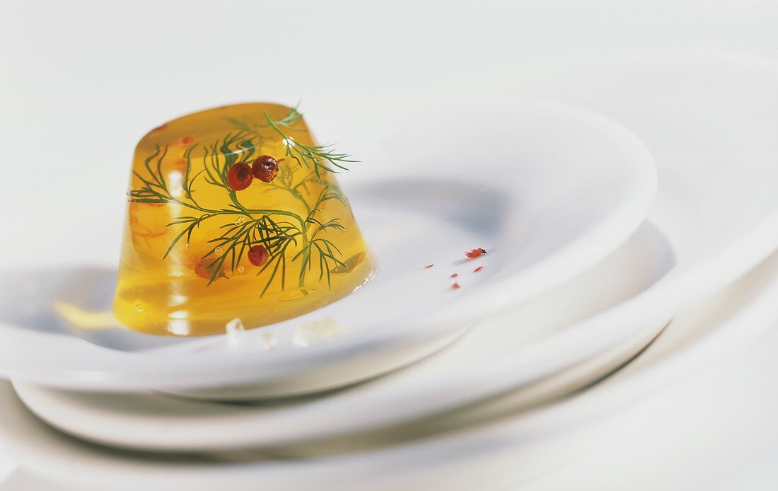 Shrimp jelly with dill and red pepper