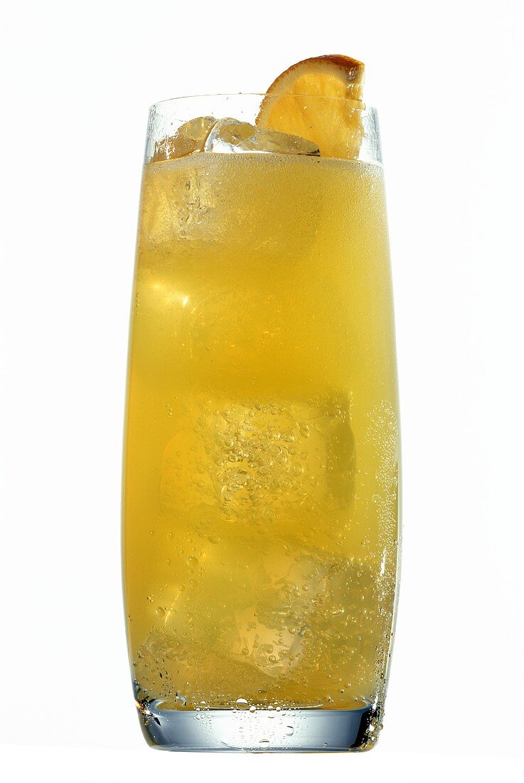 Orangeade with ice cubes