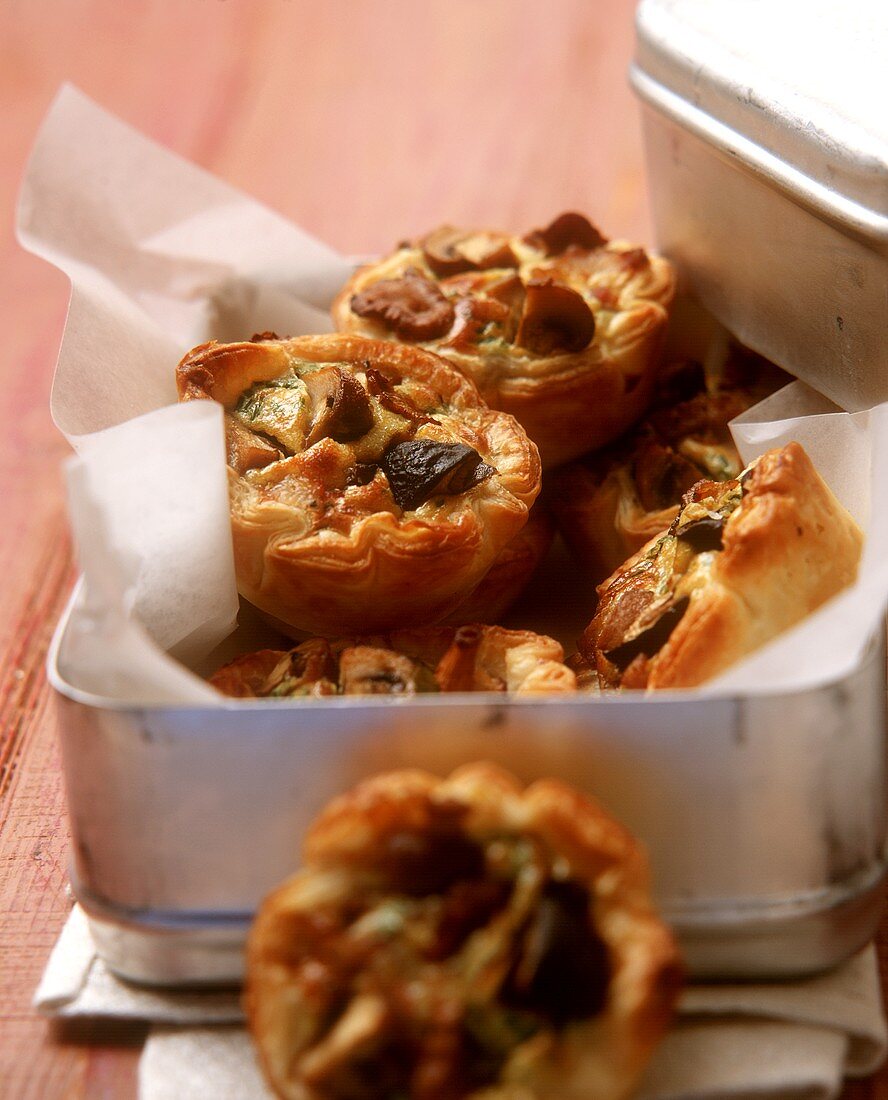 Mushroom pasty in a metal container