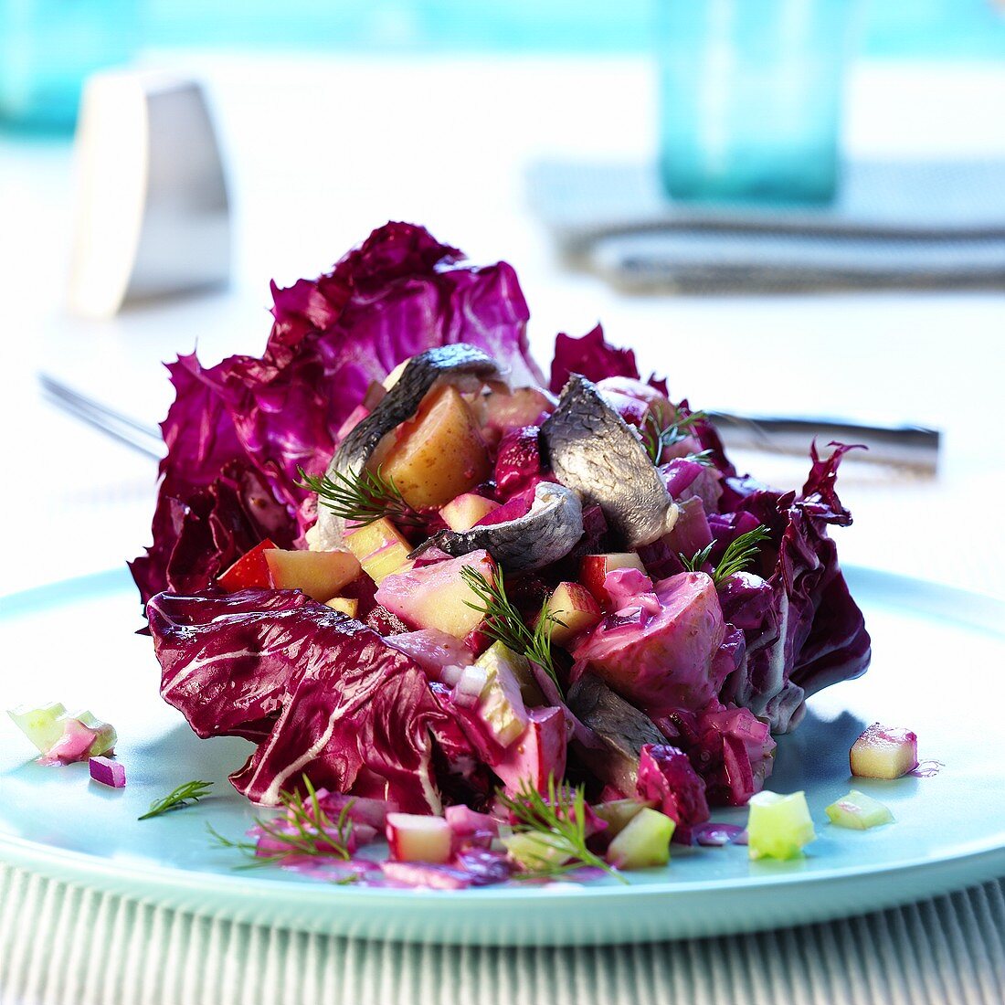 Herring salad on radicchio
