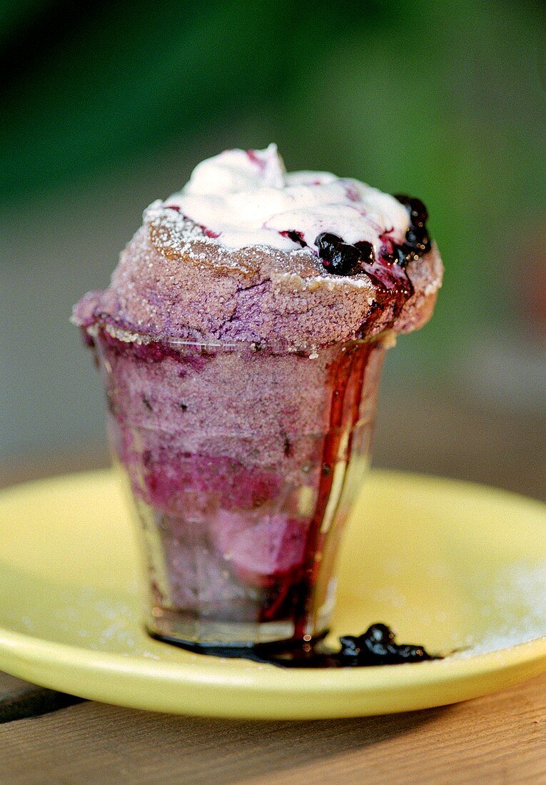 Blueberry souffle in a glass