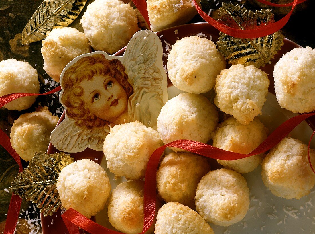 Coconut macaroons on plate